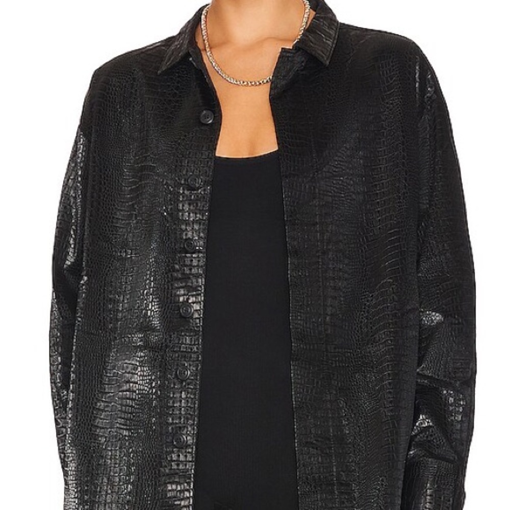 Favorite Daughter Brady Croc Texture Leather Shirt Jacket !!!